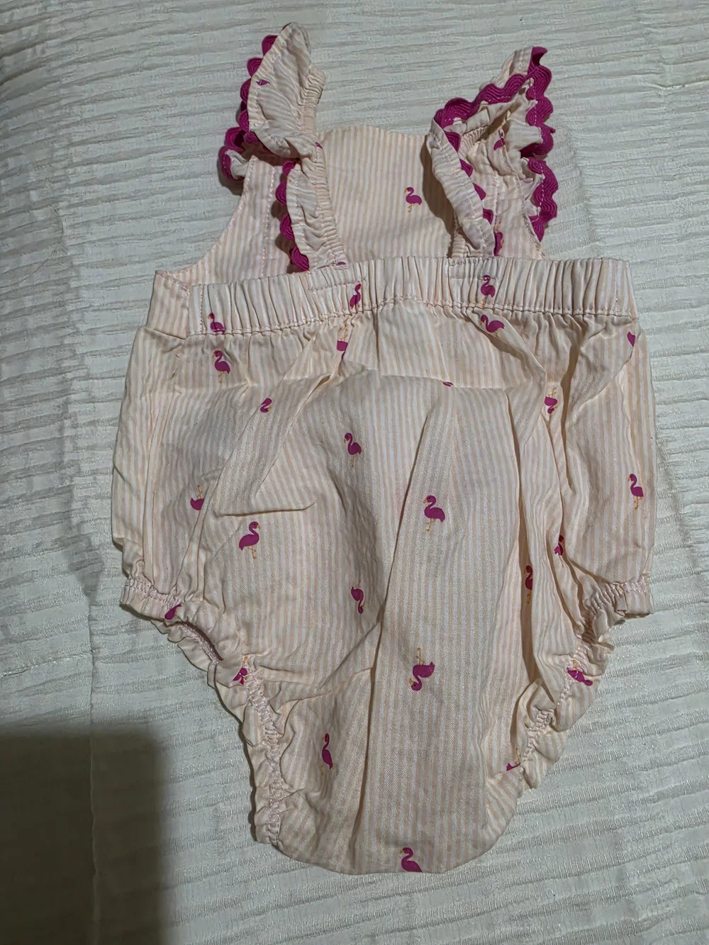 Carter's Pink Striped Baby Romper with Flamingo Print Size 3 Months